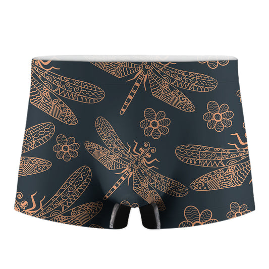 Vintage Dragonfly Pattern Print Men's Boxer Briefs