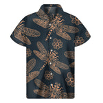 Vintage Dragonfly Pattern Print Men's Short Sleeve Shirt