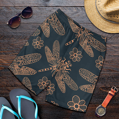 Vintage Dragonfly Pattern Print Men's Shorts