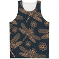 Vintage Dragonfly Pattern Print Men's Tank Top