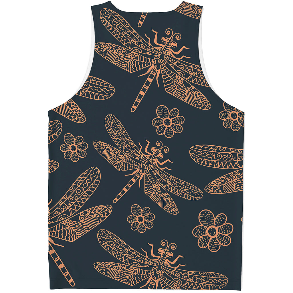 Vintage Dragonfly Pattern Print Men's Tank Top