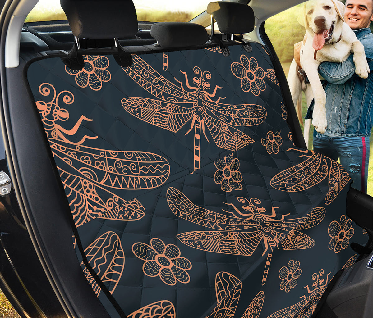 Vintage Dragonfly Pattern Print Pet Car Back Seat Cover