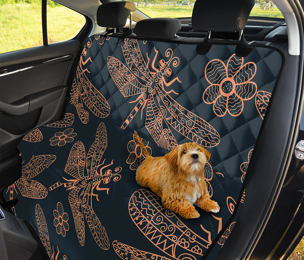 Vintage Dragonfly Pattern Print Pet Car Back Seat Cover