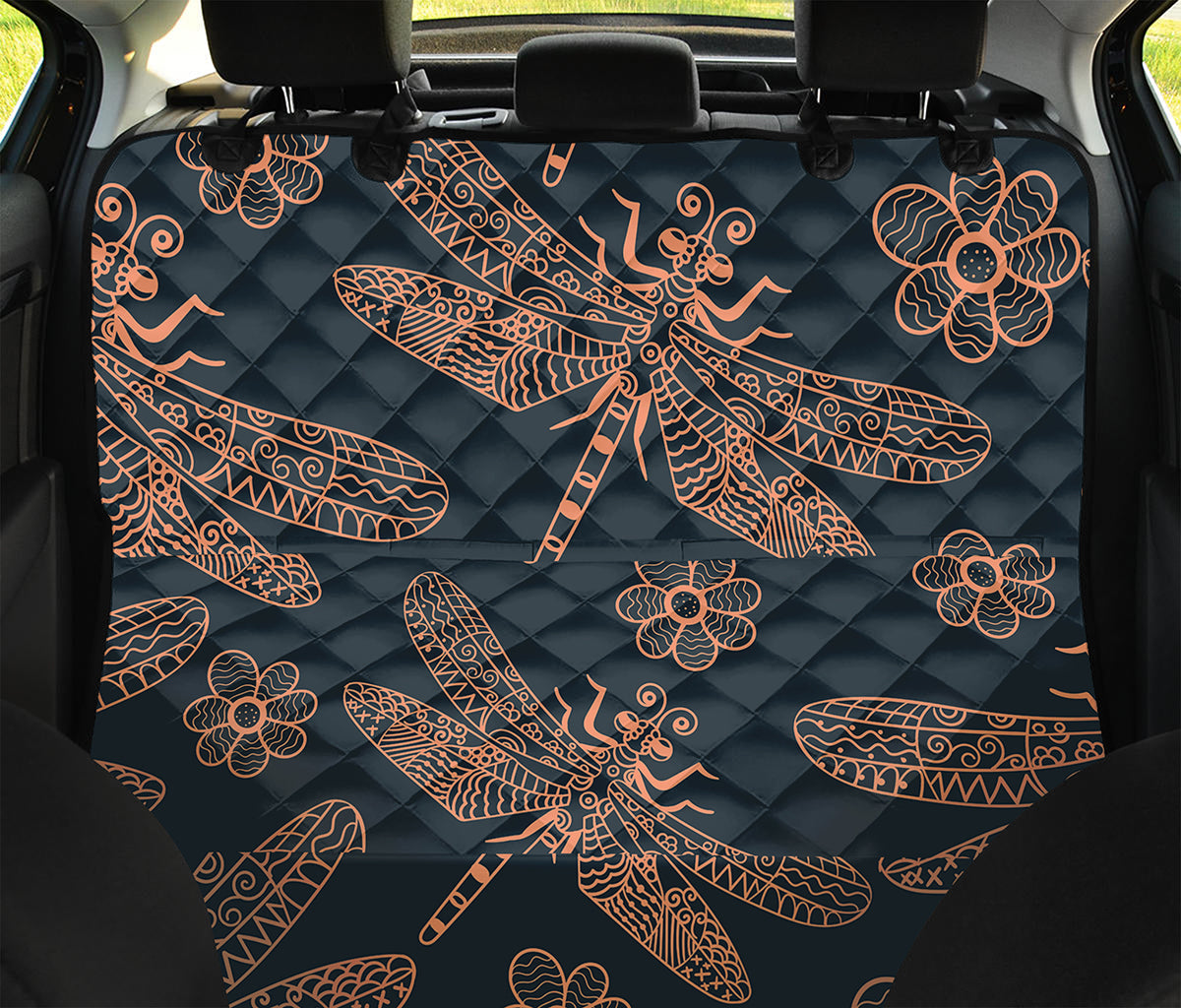 Vintage Dragonfly Pattern Print Pet Car Back Seat Cover