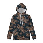 Vintage Dragonfly Pattern Print Pullover Hoodie