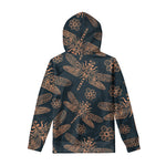Vintage Dragonfly Pattern Print Pullover Hoodie