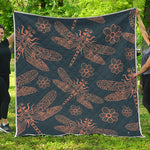 Vintage Dragonfly Pattern Print Quilt