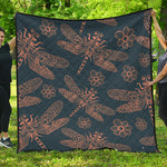 Vintage Dragonfly Pattern Print Quilt