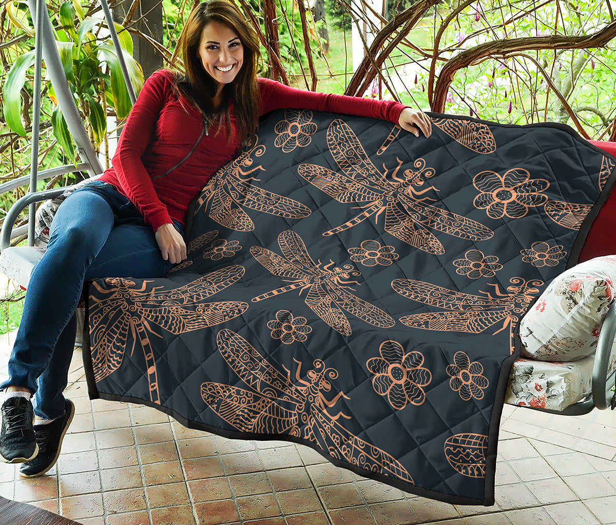Vintage Dragonfly Pattern Print Quilt