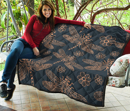 Vintage Dragonfly Pattern Print Quilt