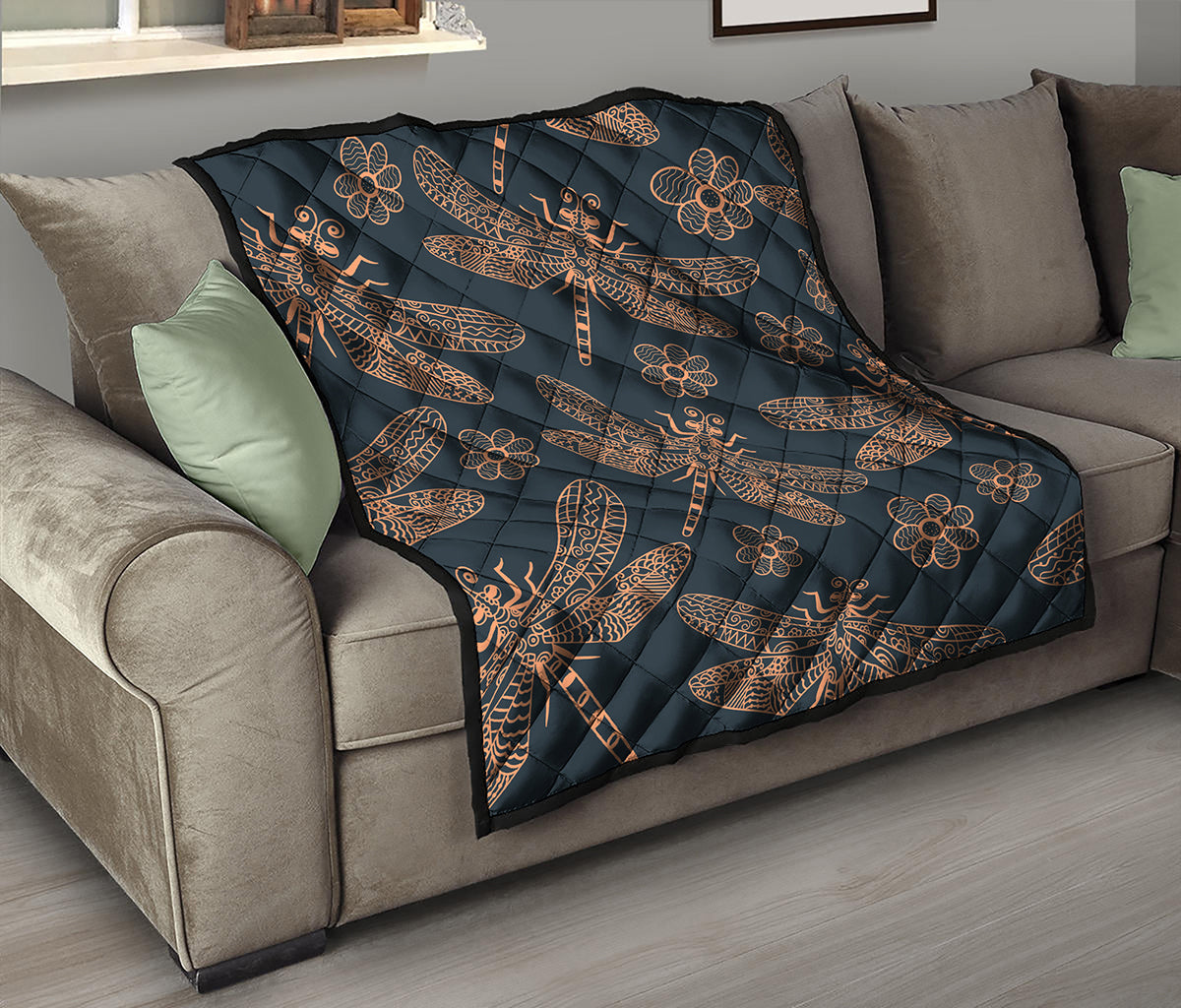 Vintage Dragonfly Pattern Print Quilt