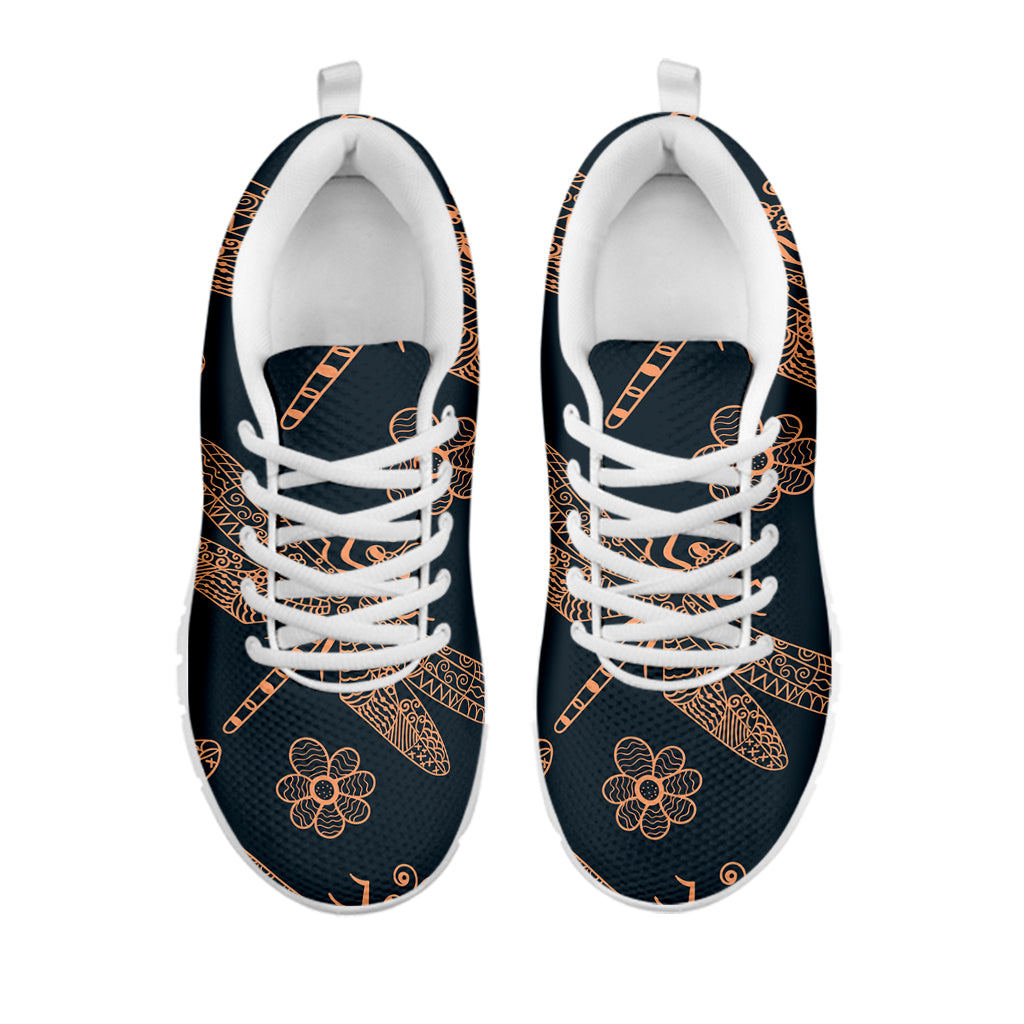 Vintage Dragonfly Pattern Print White Sneakers