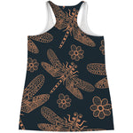 Vintage Dragonfly Pattern Print Women's Racerback Tank Top