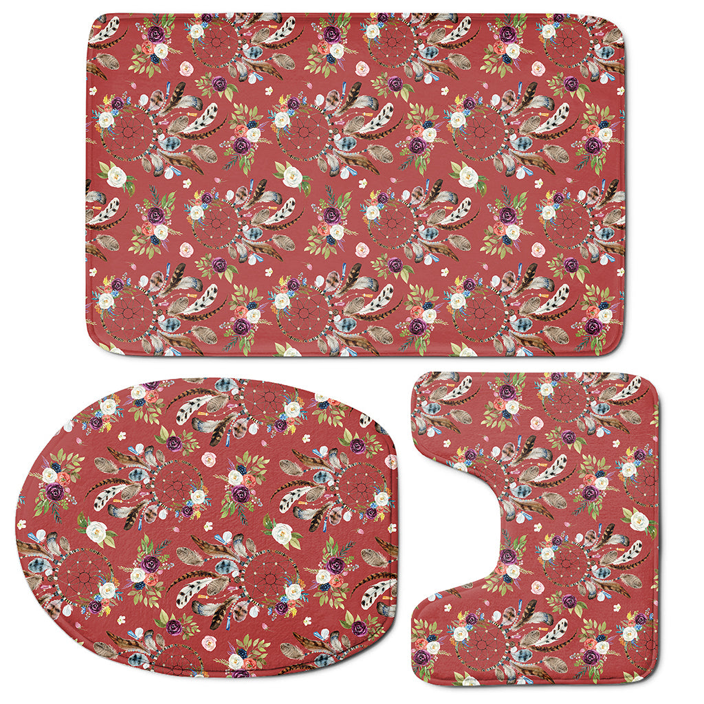 Vintage Dream Catcher Pattern Print 3 Piece Bath Mat Set
