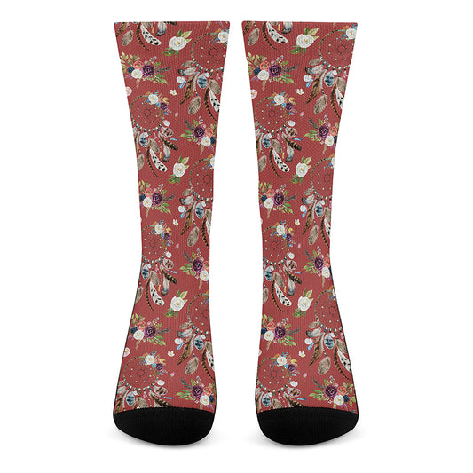 Vintage Dream Catcher Pattern Print Crew Socks