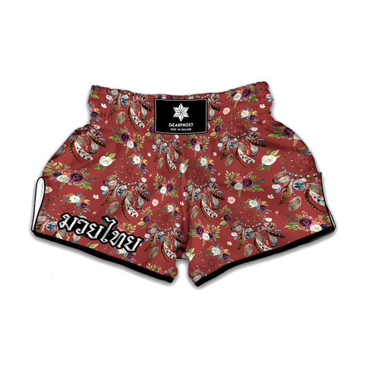 Vintage Dream Catcher Pattern Print Muay Thai Boxing Shorts