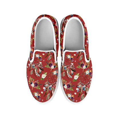 Vintage Dream Catcher Pattern Print White Slip On Shoes