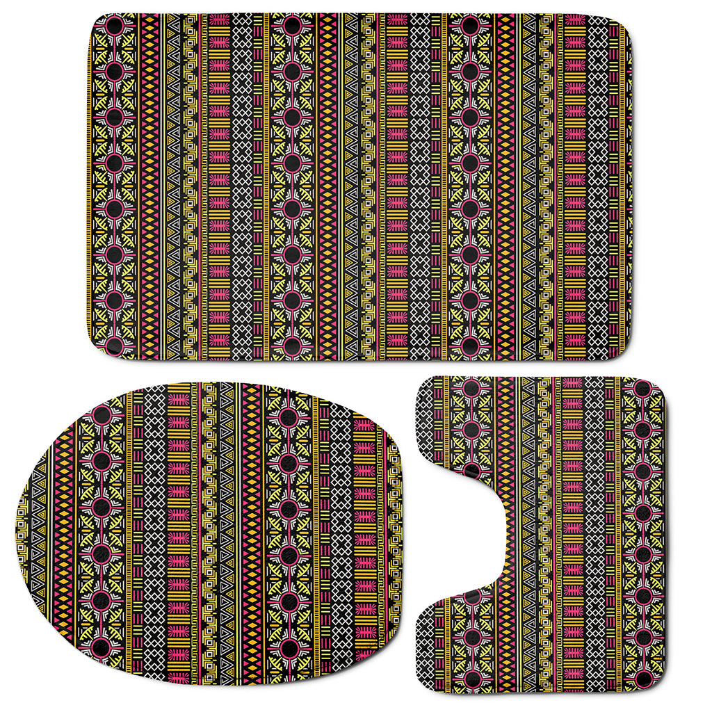 Vintage Ethnic Pattern Print 3 Piece Bath Mat Set
