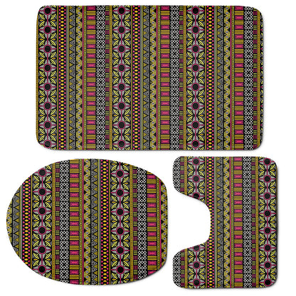 Vintage Ethnic Pattern Print 3 Piece Bath Mat Set