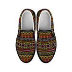 Vintage Ethnic Pattern Print Black Slip On Shoes