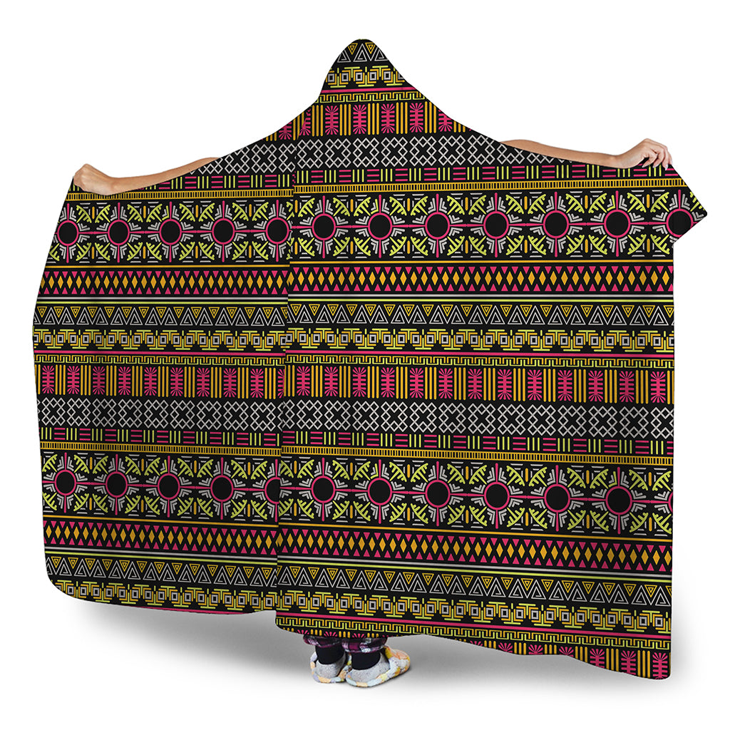 Vintage Ethnic Pattern Print Hooded Blanket