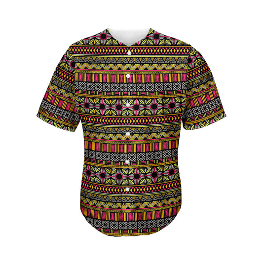 Vintage Ethnic Pattern Print Men's Baseball Jersey