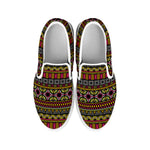 Vintage Ethnic Pattern Print White Slip On Shoes
