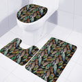 Vintage Feather Pattern Print 3 Piece Bath Mat Set