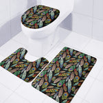 Vintage Feather Pattern Print 3 Piece Bath Mat Set