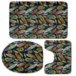Vintage Feather Pattern Print 3 Piece Bath Mat Set