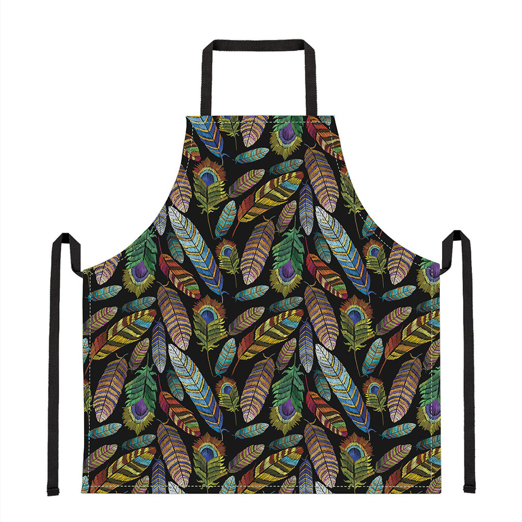 Vintage Feather Pattern Print Apron