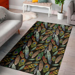 Vintage Feather Pattern Print Area Rug