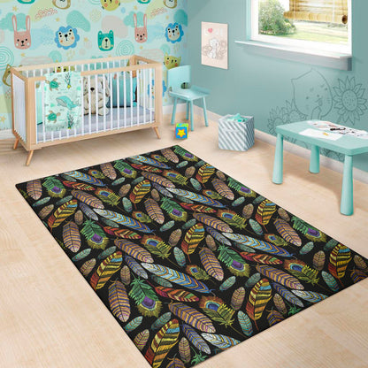 Vintage Feather Pattern Print Area Rug