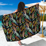 Vintage Feather Pattern Print Beach Sarong Wrap