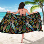 Vintage Feather Pattern Print Beach Sarong Wrap