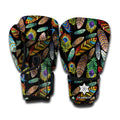 Vintage Feather Pattern Print Boxing Gloves
