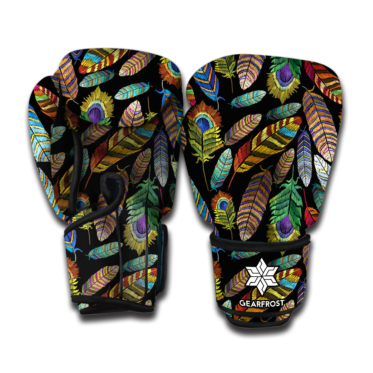 Vintage Feather Pattern Print Boxing Gloves