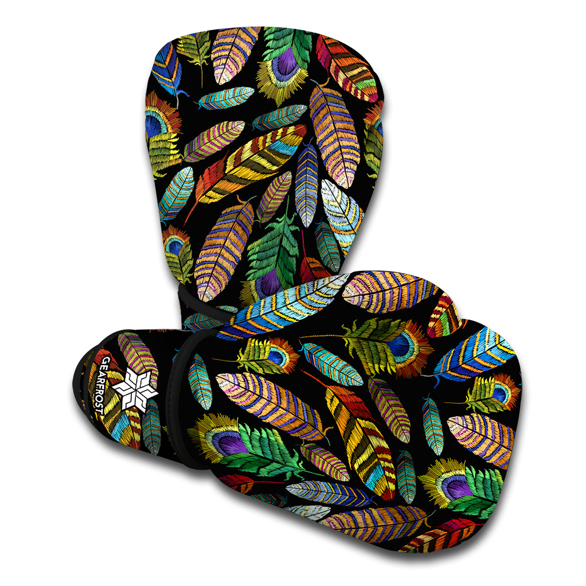 Vintage Feather Pattern Print Boxing Gloves