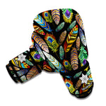 Vintage Feather Pattern Print Boxing Gloves