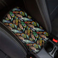 Vintage Feather Pattern Print Car Center Console Cover