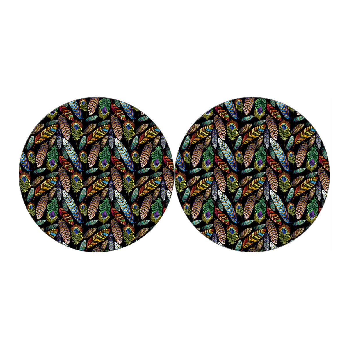 Vintage Feather Pattern Print Car Coasters
