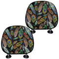 Vintage Feather Pattern Print Car Headrest Covers