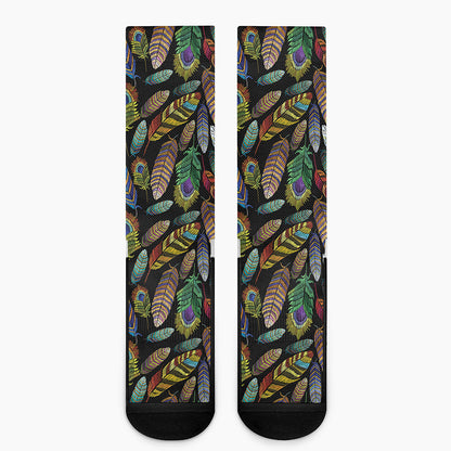 Vintage Feather Pattern Print Crew Socks