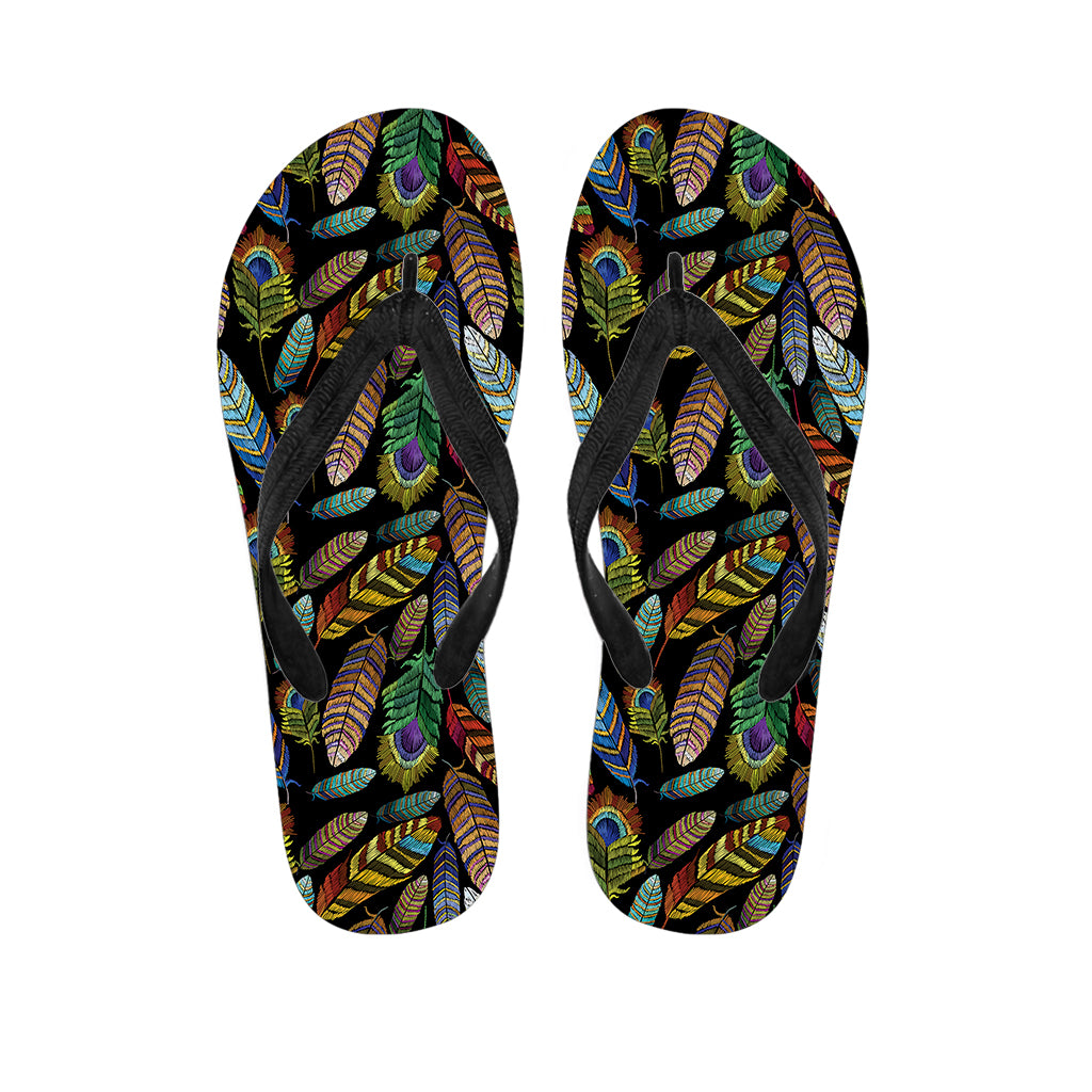 Vintage Feather Pattern Print Flip Flops
