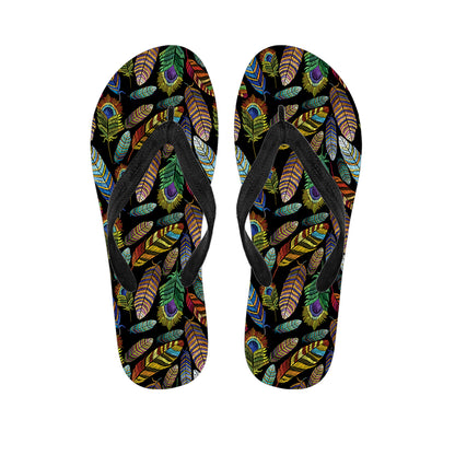 Vintage Feather Pattern Print Flip Flops