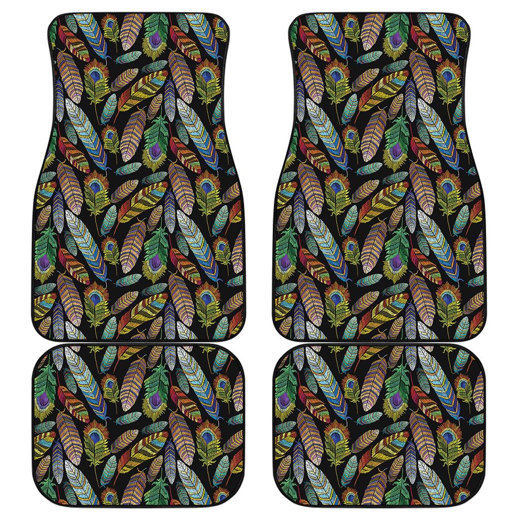 Vintage Feather Pattern Print Front and Back Car Floor Mats