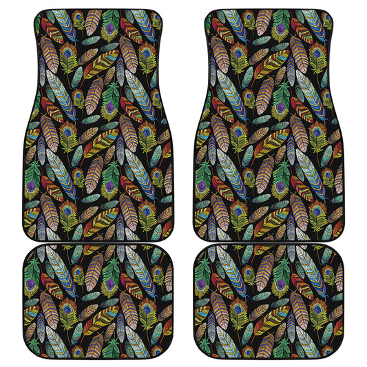 Vintage Feather Pattern Print Front and Back Car Floor Mats