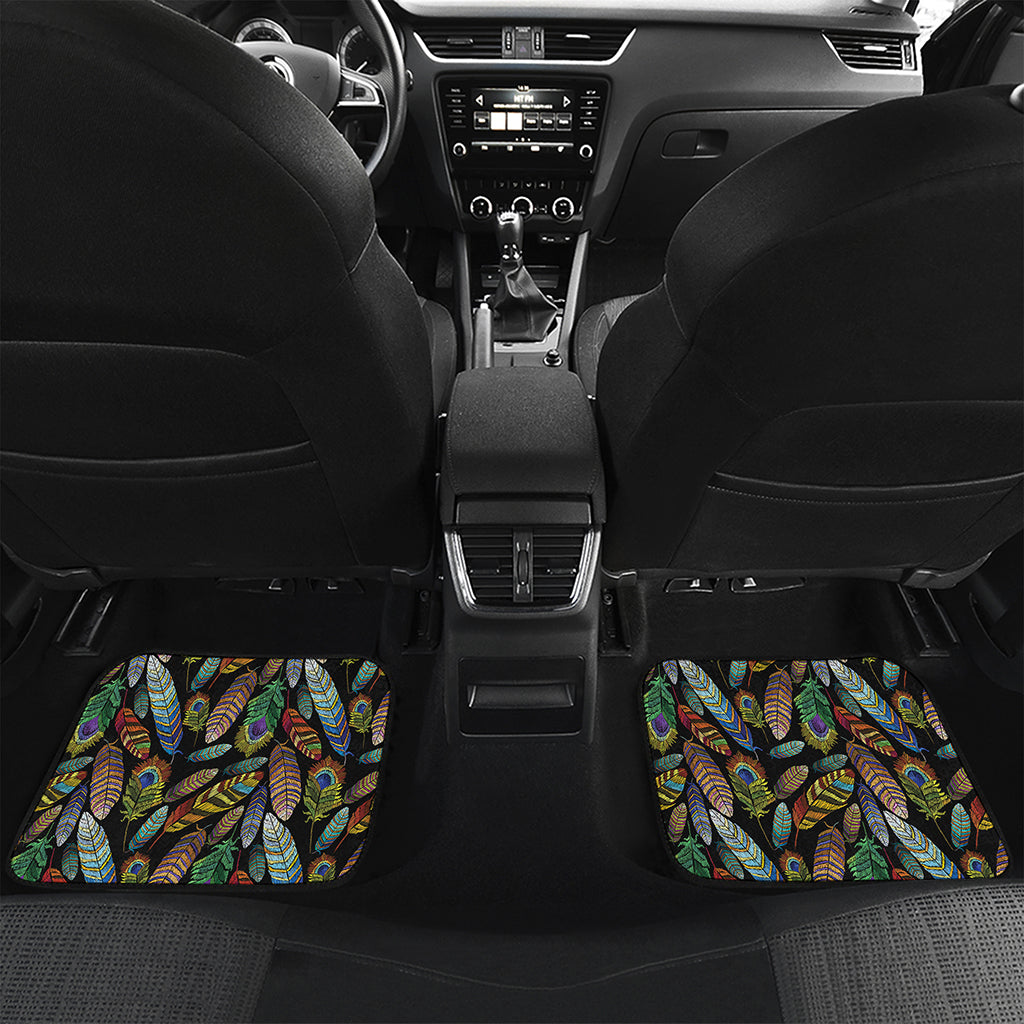 Vintage Feather Pattern Print Front and Back Car Floor Mats