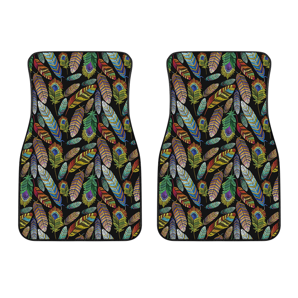 Vintage Feather Pattern Print Front Car Floor Mats