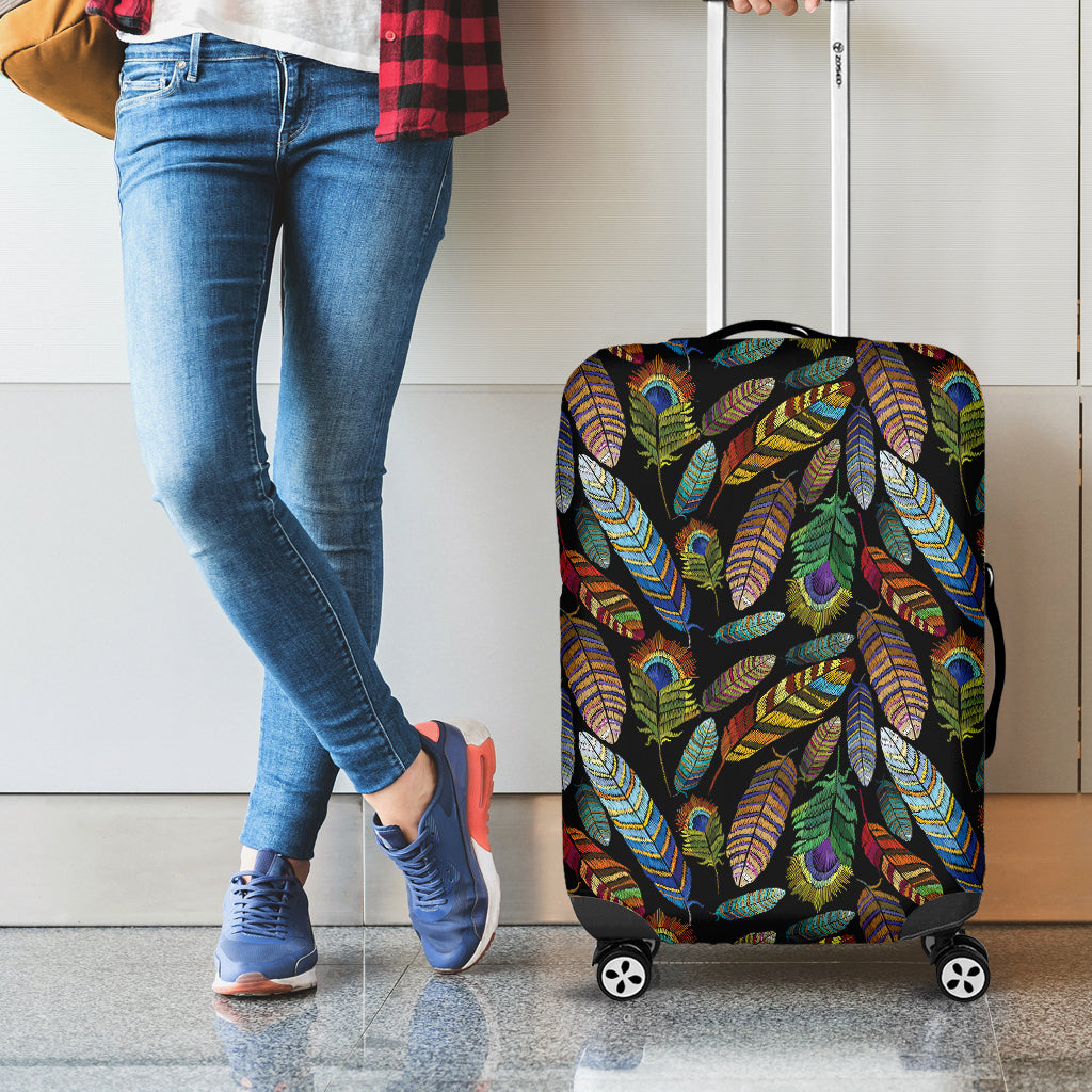 Vintage Feather Pattern Print Luggage Cover